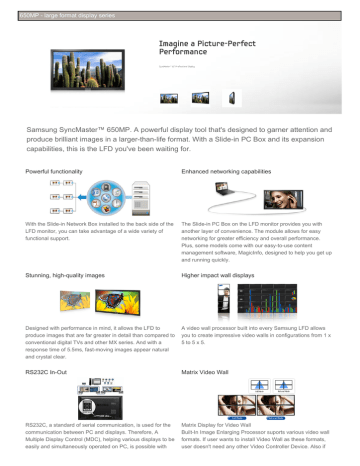 Samsung SyncMaster 650MP Datasheet | Manualzz