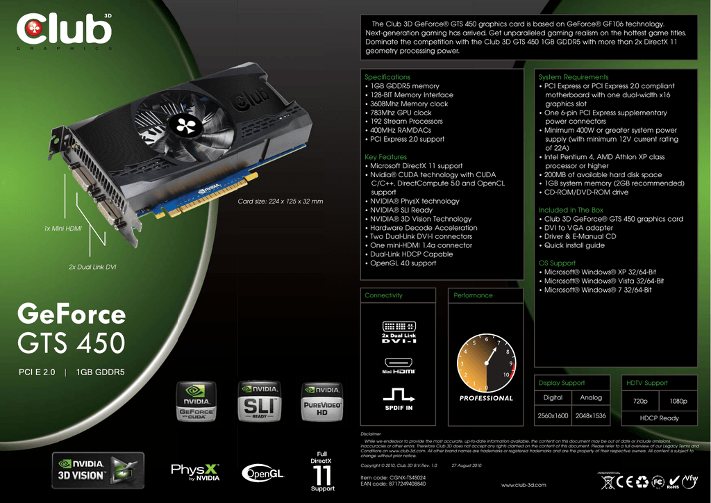 Club3d Cgnx Ts Datasheet Manualzz