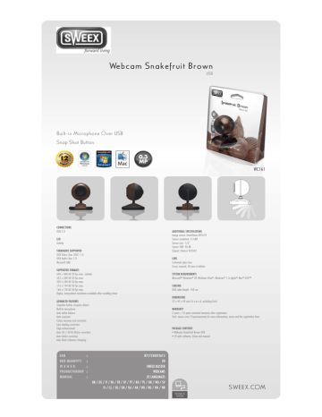 Sweex Webcam Snakefruit Brown USB Datasheet | Manualzz