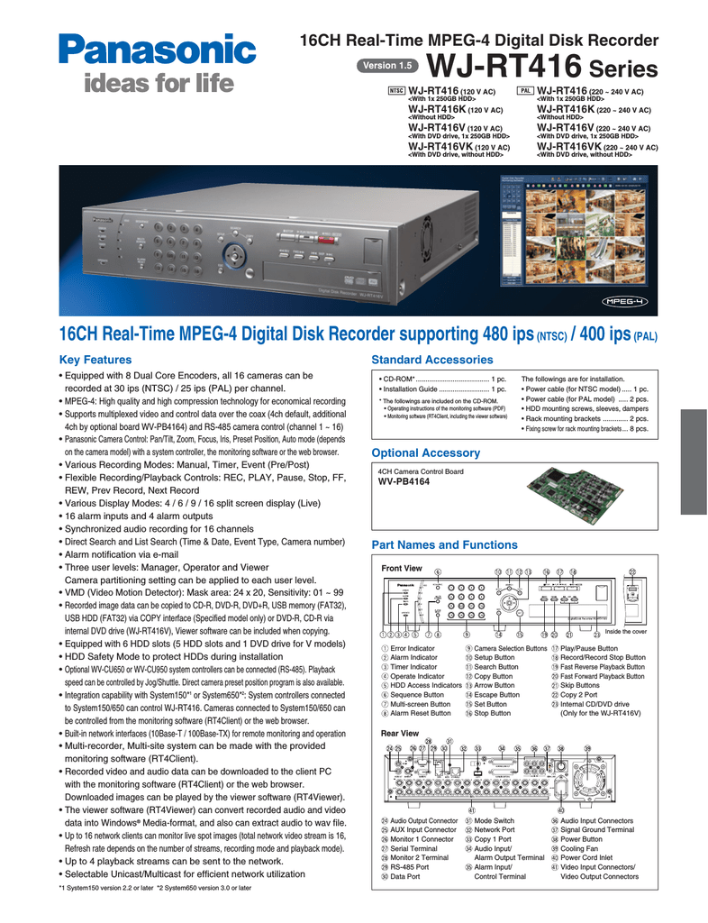 Panasonic Wj Rt416 G Wj Rt416v G Datasheet Manualzz