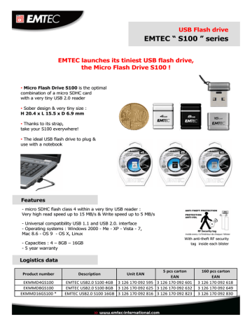 Emtec S100 4GB Datasheet | Manualzz