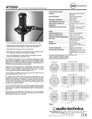 Audio-Technica AT2050 Datasheet | Manualzz