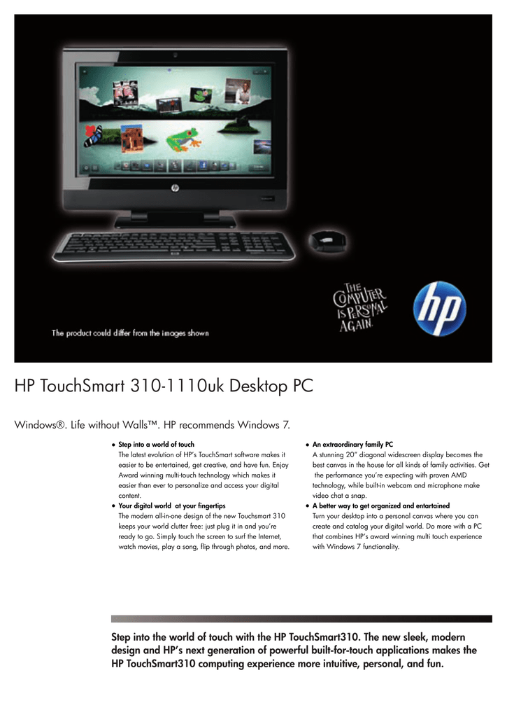 Hp Touchsmart 310 1110uk Datasheet Manualzz