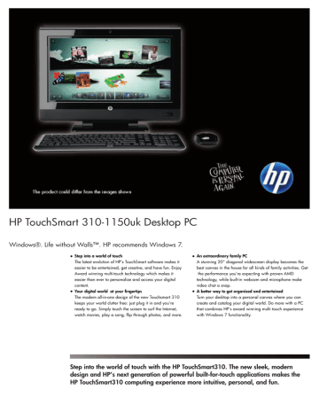 Hp Touchsmart 310 1150uk Datasheet Manualzz