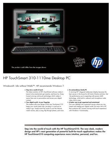 Hp Touchsmart 310 1110me Datasheet Manualzz