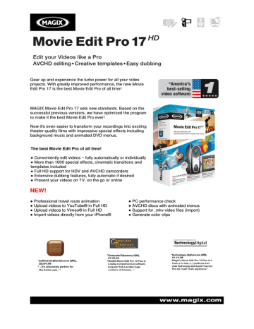 Magix Video Deluxe 17 HD Box Win DEU Datasheet Manualzz