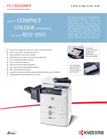 KYOCERA FS-C8020MFP Datasheet | Manualzz