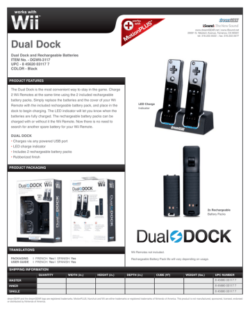 dreamGEAR Dual Dock for Wii Datasheet | Manualzz