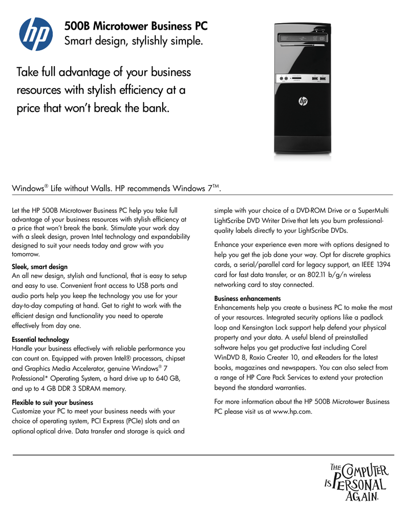 Hp Essential Vs875ut Pc Datasheet Manualzz