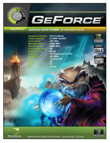 Point of View R-VGA150927-D3-CP NVIDIA GeForce 210 0.5GB graphics card Datasheet | Manualzz