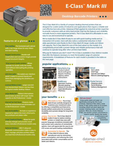 Datamax O'Neil E-Class E4204B Mark III Datasheet | Manualzz