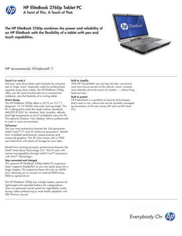HP EliteBook 2760p Datasheet | Manualzz