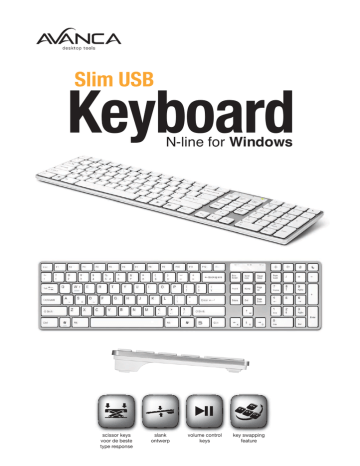 Avanca Qwerty Slim USB keyboard for Windows Silver White Data papier | Manualzz