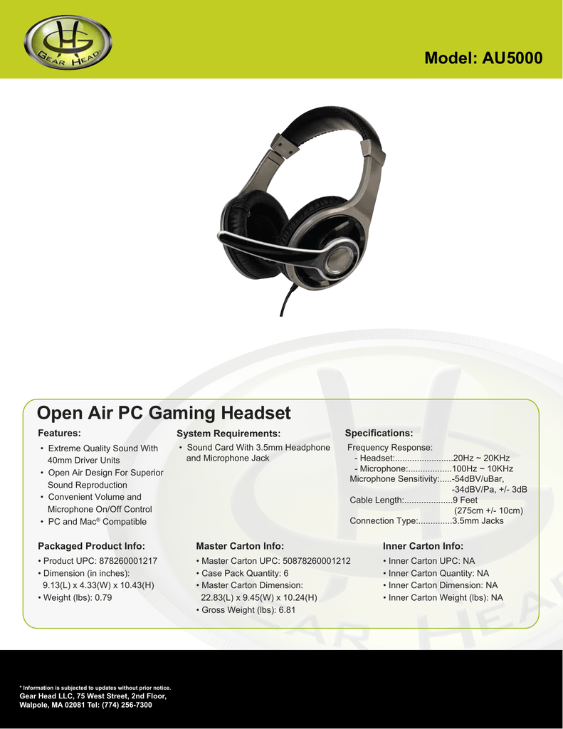 GEARHEAD AU6000 DRIVERS FOR WINDOWS VISTA GEARHEAD AU6000 DRIVERS FOR MAC