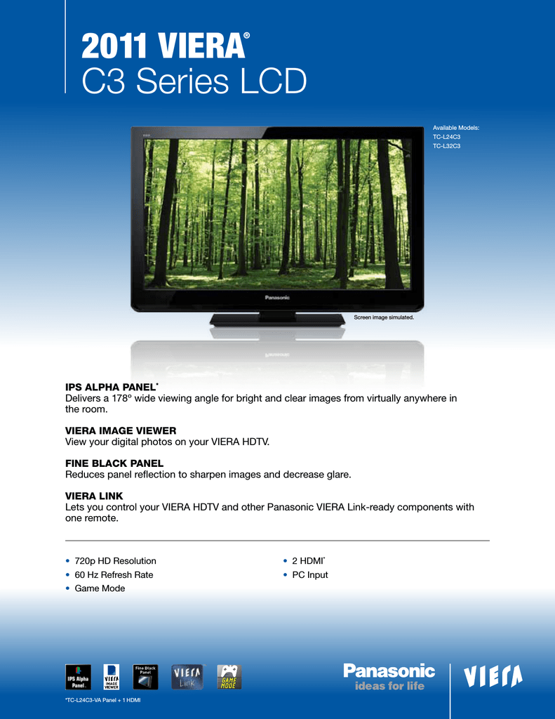 Panasonic TC-L32C3 LCD TV Datasheet | Manualzz