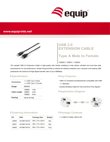 Equip 128850 USB cable Datasheet | Manualzz