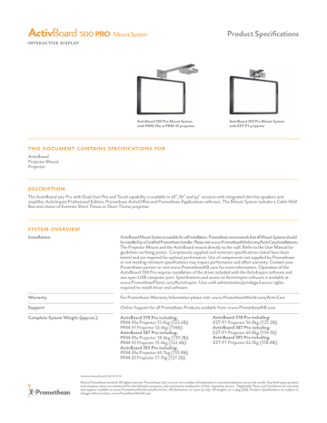 Promethean ActivBoard 587 Pro Datasheet | Manualzz