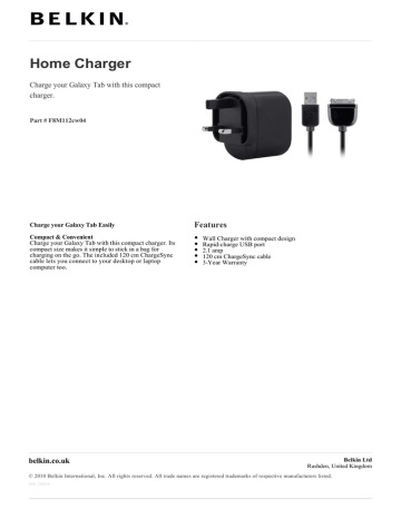 Belkin Home Charger Datasheet | Manualzz