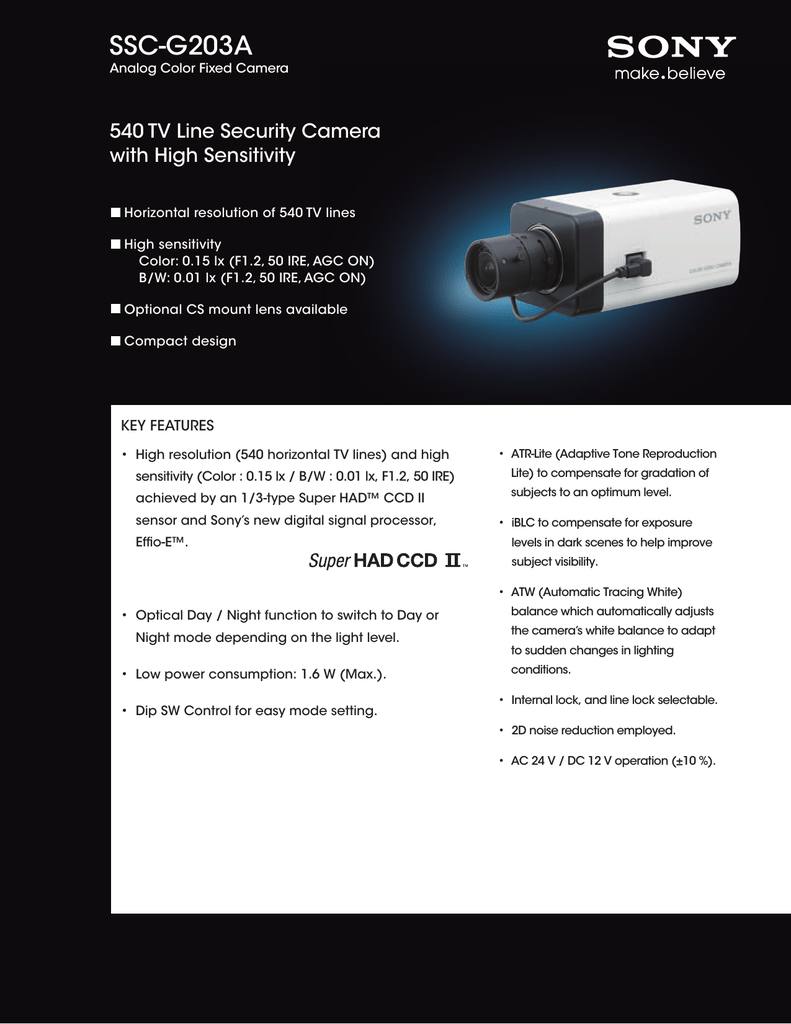Sony SSC-G103A Analog Fixed Camera SSCG103A
