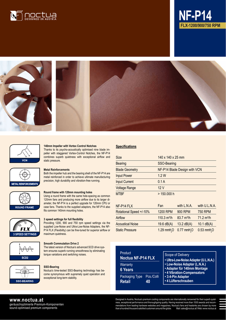 Noctua Nf P14 Flx Datasheet Manualzz