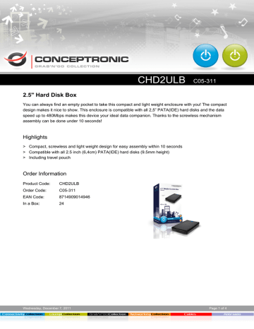 Conceptronic CHD2ULB USB powered Datasheet | Manualzz