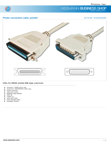ASSMANN Electronic AK 103 5M printer cable Datasheet | Manualzz