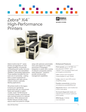 Zebra 110Xi4 Datasheet | Manualzz
