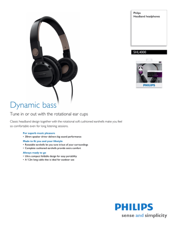 Philips Headband headphones SHL4000 Datasheet | Manualzz