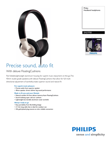 Philips Headband headphones SHL9700 Datasheet | Manualzz