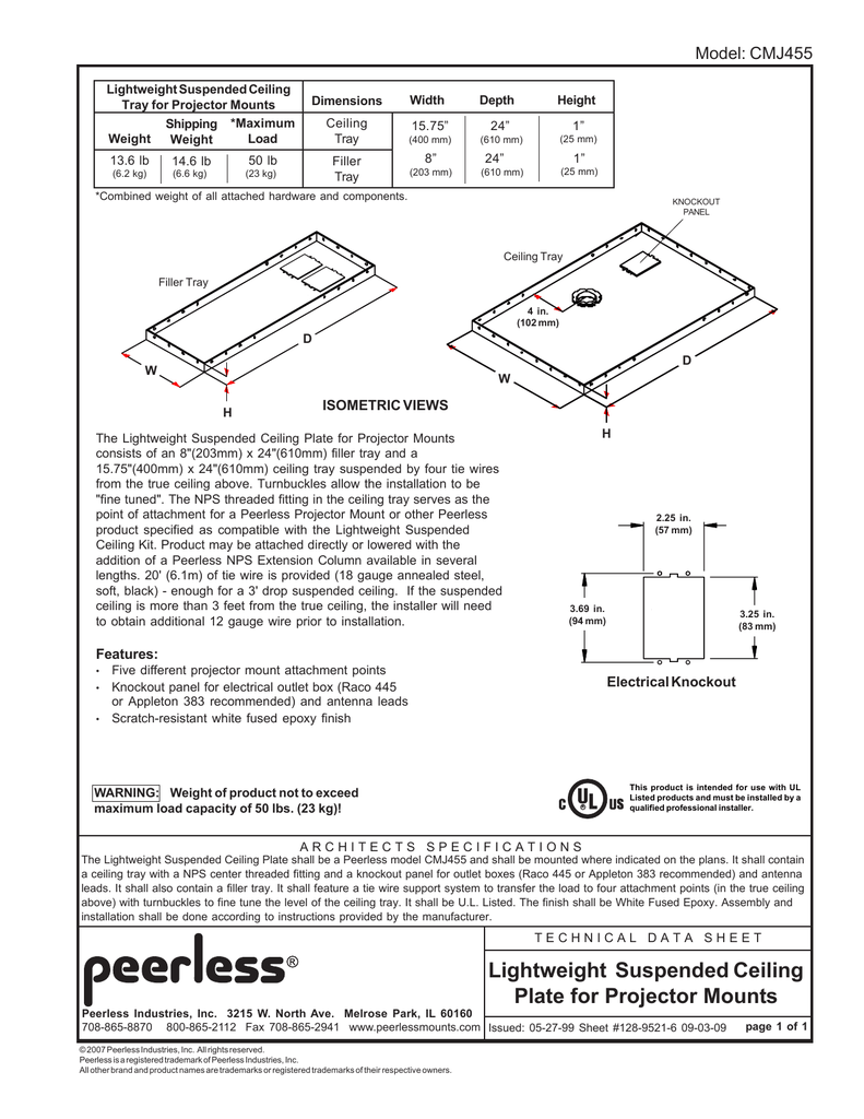 Peerless Cmj455 Manualzz Com