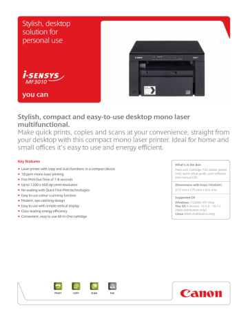 canon mf3010 laser printer specification