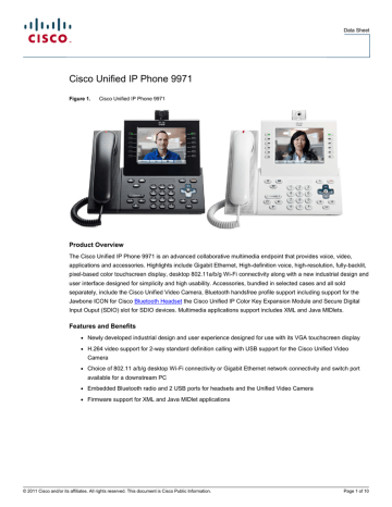 Cisco 9971 6lines Tft Wi Fi Wired Handset Black Datasheet Manualzz