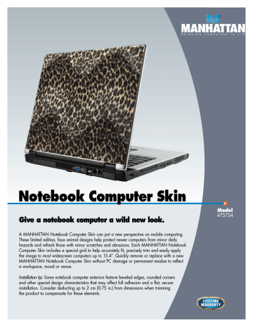 Manhattan Notebook Computer Skin Datasheet | Manualzz