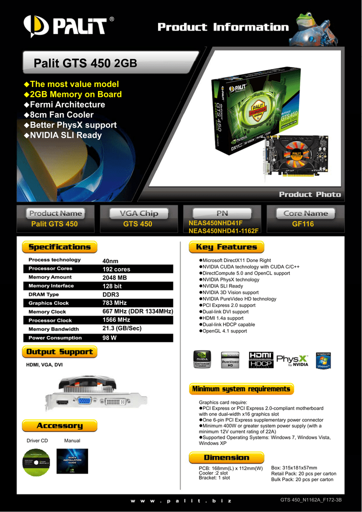 Palit Neas450nhd41f Datasheet Manualzz