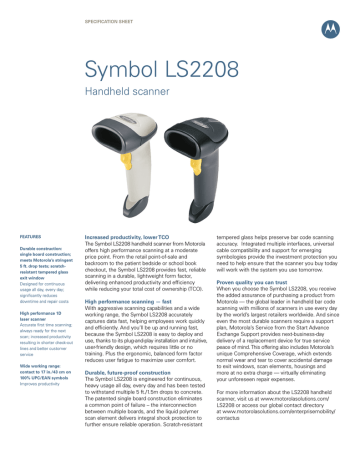 Zebra LS2208 Datasheet | Manualzz