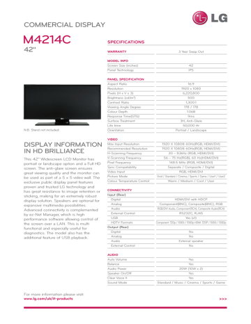 LG M4214CCBAP Datasheet Datasheet | Manualzz