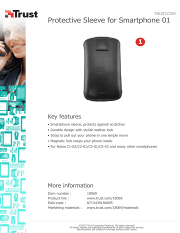 Trust Protective Sleeve for Smartphone 01 Datasheet | Manualzz