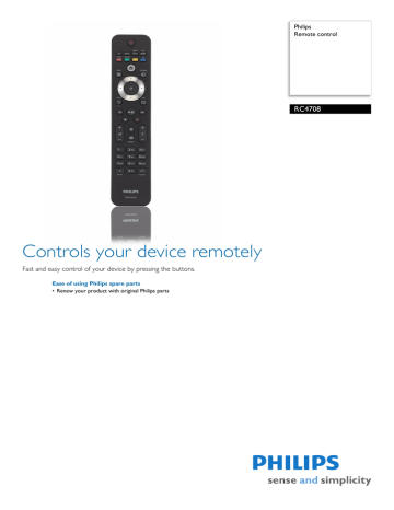 Philips Remote control RC4708 Datasheet | Manualzz
