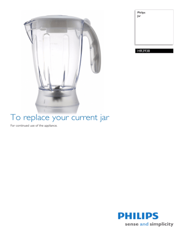 Philips Blender jar HR3938 Datasheet | Manualzz