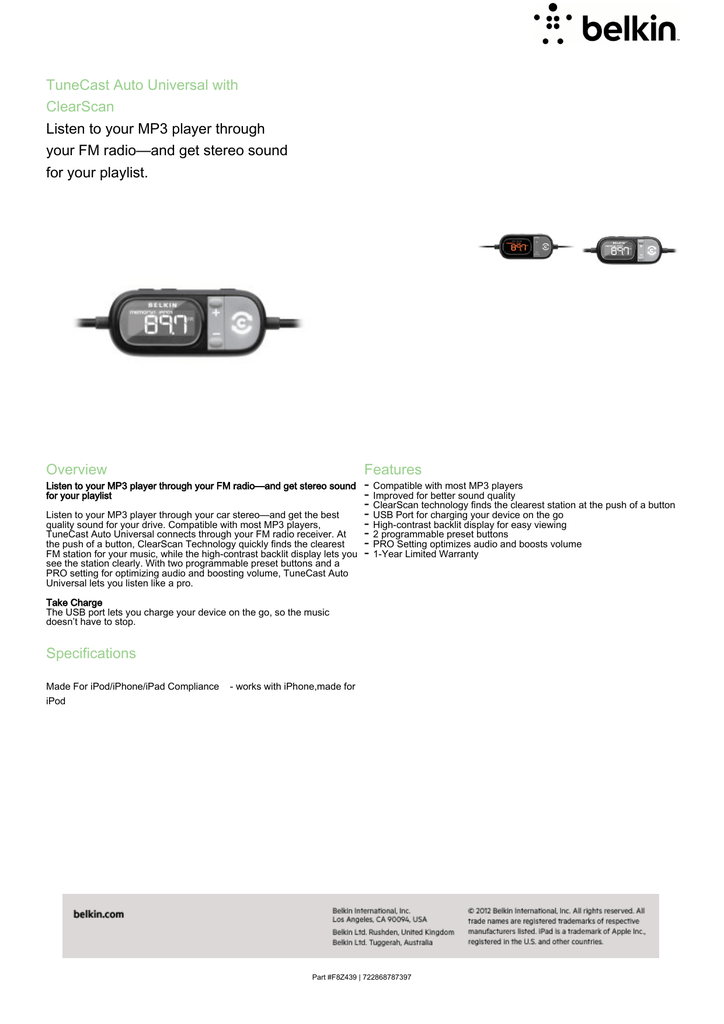 Belkin Tunecast Manualzz