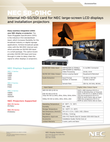 NEC SB-01HC video splitter Datasheet | Manualzz
