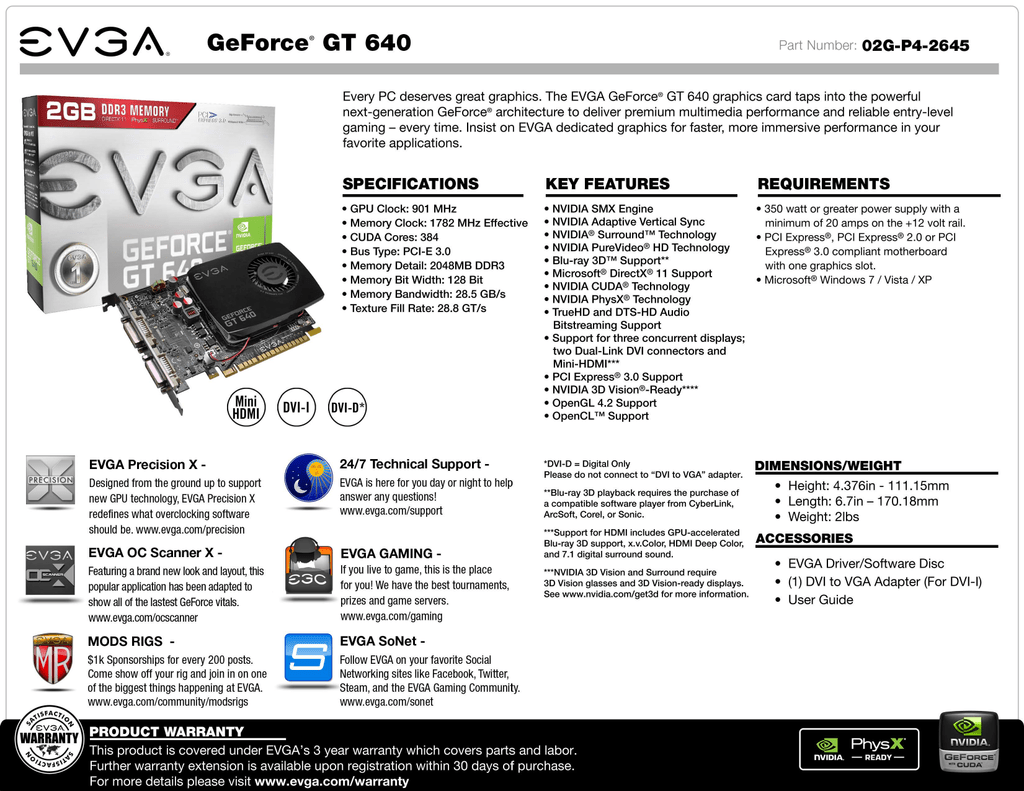 Evga 02g P4 2645 Kr Datasheet Manualzz