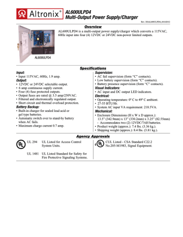 Altronix AL600ULPD4 Datasheet | Manualzz