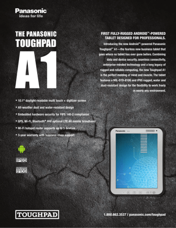 Panasonic Toughpad FZ-A1 16GB 3G Silver Datasheet | Manualzz
