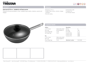 Tristar CW-0371 cooking pan Datasheet | Manualzz