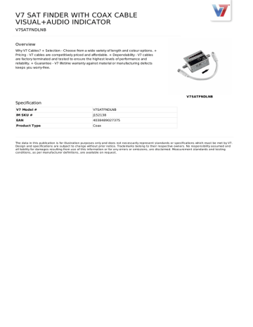 V7 SAT FINDER WITH COAX CABLE VISUAL+AUDIO INDICATOR Datasheet | Manualzz