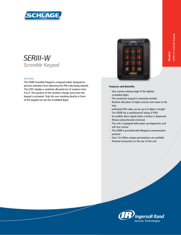 Schlage SERIII-W Scramble Datasheet | Manualzz