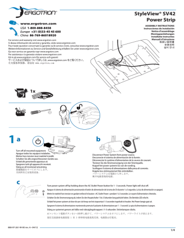 Ergotron SV 3-Outlet Power Strip Assembly Instructions | Manualzz
