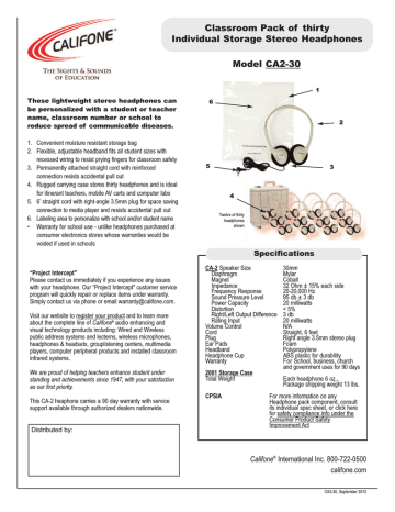 Ergoguys Califone CA2-30 Datasheet | Manualzz