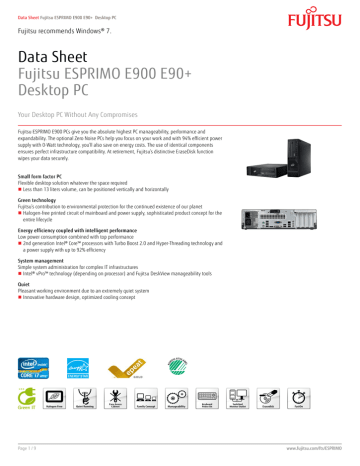 Fujitsu ESPRIMO E900 E90+ Datasheet | Manualzz